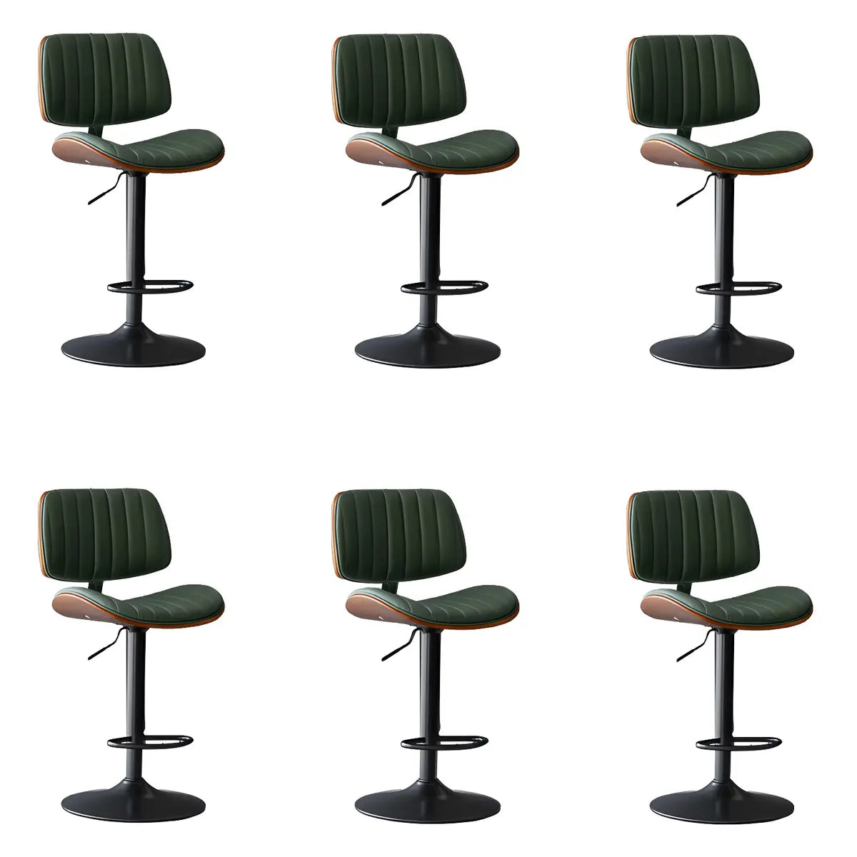 Adjustable Armless Bucket Leather Swivel Bar Stool Image - 23