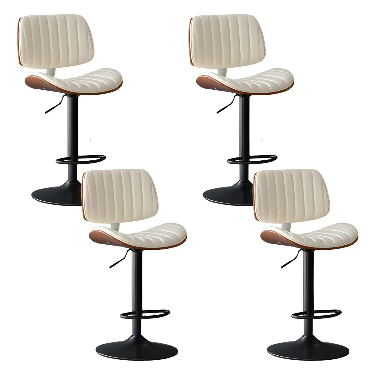 Adjustable Armless Bucket Leather Swivel Bar Stool Image - 26