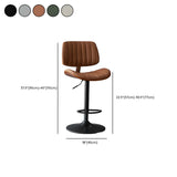 Adjustable Armless Bucket Leather Swivel Bar Stool #size