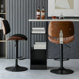 Adjustable Armless Bucket Leather Swivel Bar Stool Image - 7