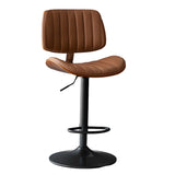 Adjustable Armless Bucket Leather Swivel Bar Stool Image - 9