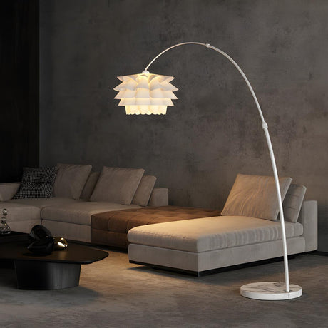 Adjustable Artistic White Tiered and Arc Floor Lamp Image - 1