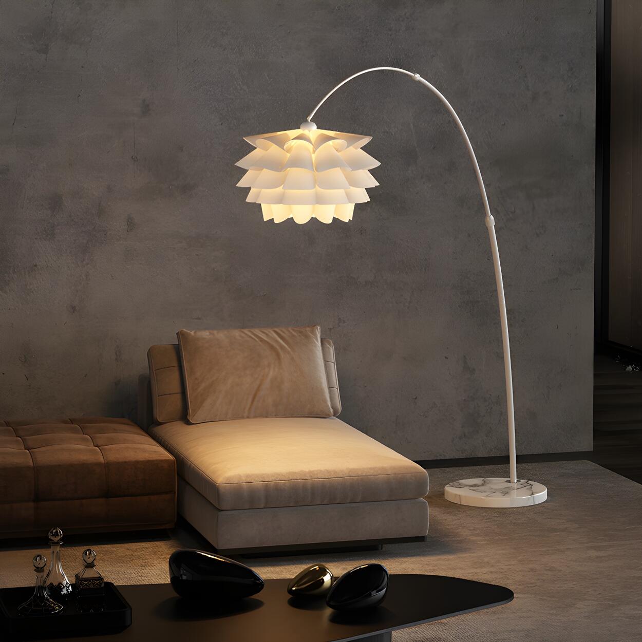 Adjustable Artistic White Tiered and Arc Floor Lamp Image - 2