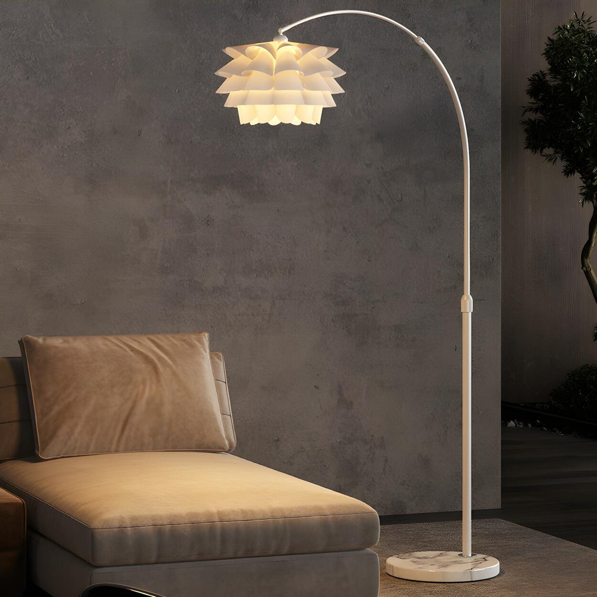 Adjustable Artistic White Tiered and Arc Floor Lamp Image - 3