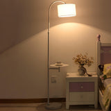 Adjustable Barrel Bedside Floor Lamp with Storage Image - 1