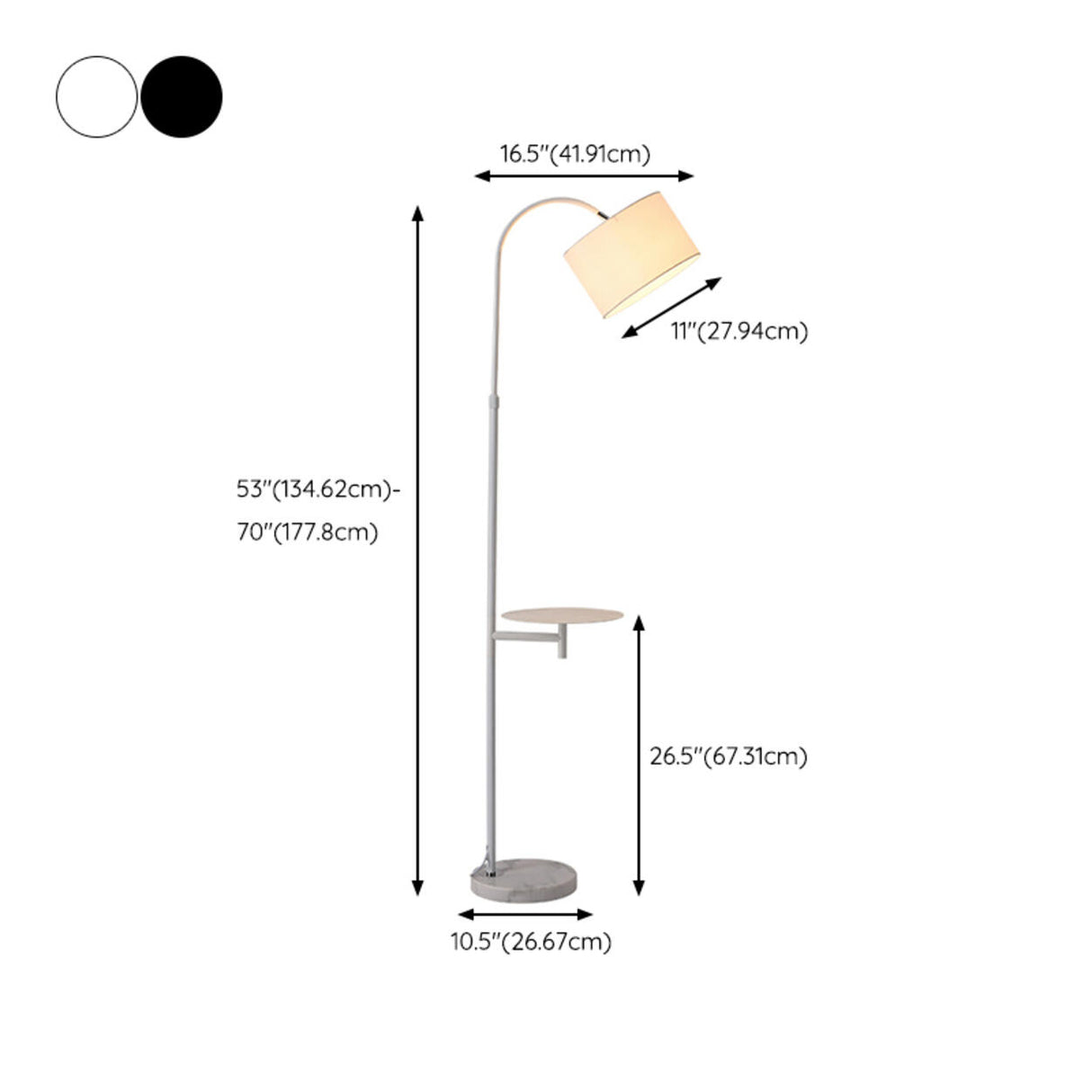 Adjustable Barrel Bedside Floor Lamp with Storage 