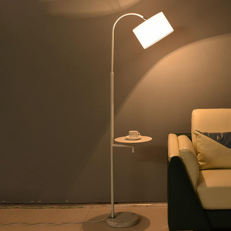 Adjustable Barrel Bedside Floor Lamp with Storage Image - 2