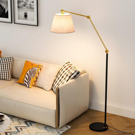 Adjustable Barrel Modern Black and Gold Floor Lamp Image - 1