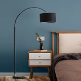 Adjustable Bedroom White Cylinder and Arc Floor Lamp Image - 13