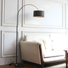 Adjustable Bedroom White Cylinder and Arc Floor Lamp Image - 2