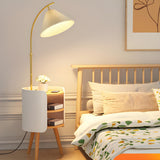 Adjustable Beige Cone Bedside Floor Lamp with Storage Image - 1