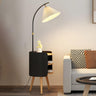 Adjustable Beige Cone Bedside Floor Lamp with Storage Image - 6