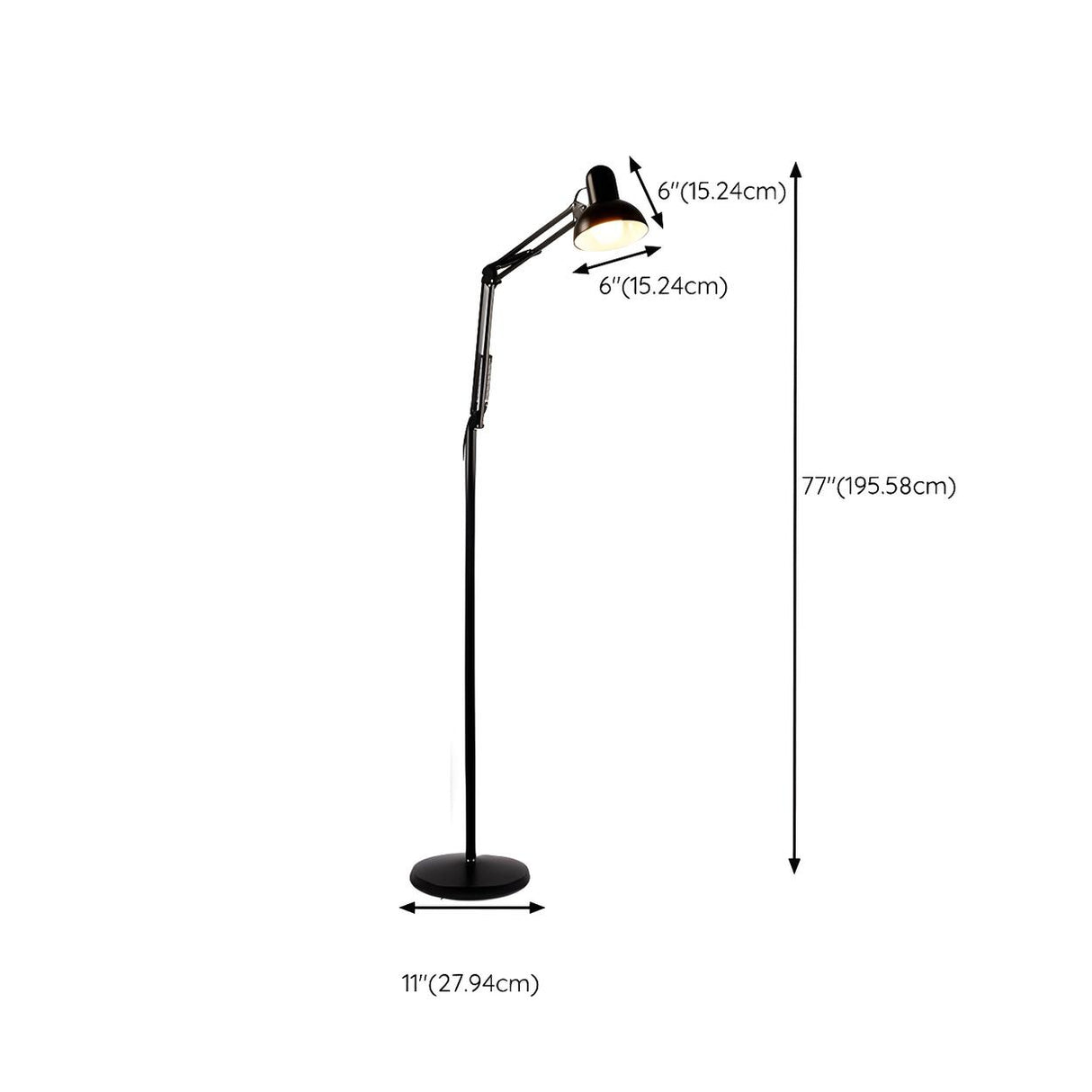 Adjustable Black Bowl Task Swing Arm Floor Lamp 