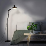 Adjustable Black Bowl Task Swing Arm Floor Lamp Image - 3