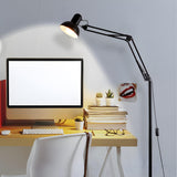 Adjustable Black Bowl Task Swing Arm Floor Lamp Image - 4