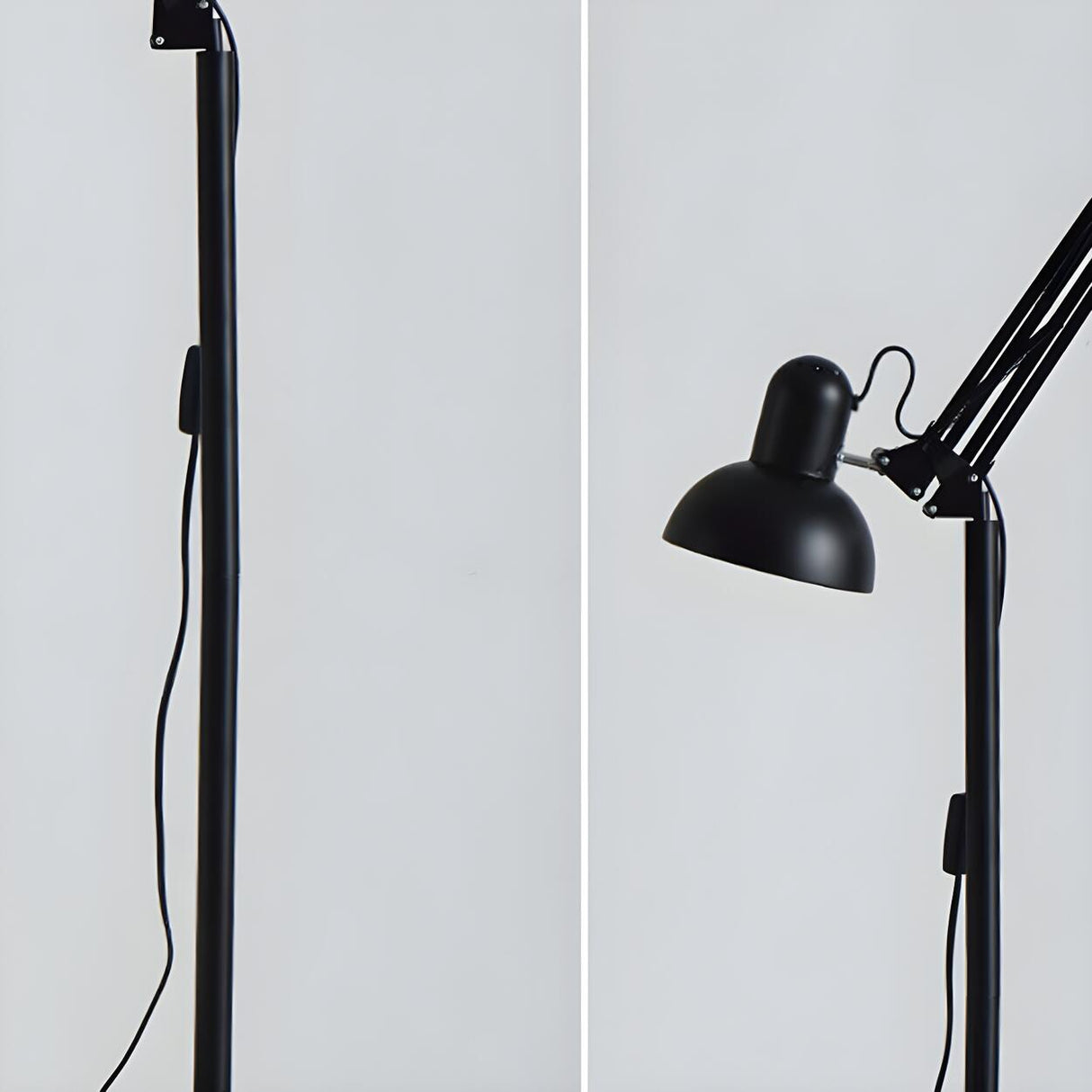 Adjustable Black Bowl Task Swing Arm Floor Lamp Image - 7