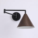 Adjustable Black Cone Metal Swing Arm Wall Sconce Image - 11