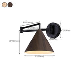 Adjustable Black Cone Metal Swing Arm Wall Sconce #size