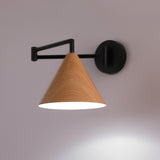 Adjustable Black Cone Metal Swing Arm Wall Sconce Image - 7