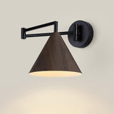 Adjustable Black Cone Metal Swing Arm Wall Sconce Image - 8