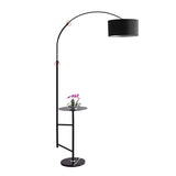 Adjustable Black Drum and Arc Side Table Floor Lamp Image - 5