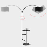 Adjustable Black Drum and Arc Side Table Floor Lamp Image - 6