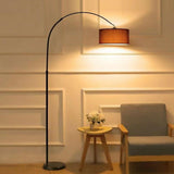 Adjustable Black Drum and Arched Modern Floor Lamp Image - 4