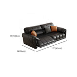 Adjustable Black Faux Leather Wood Frame Sofa with Arms Image - 28