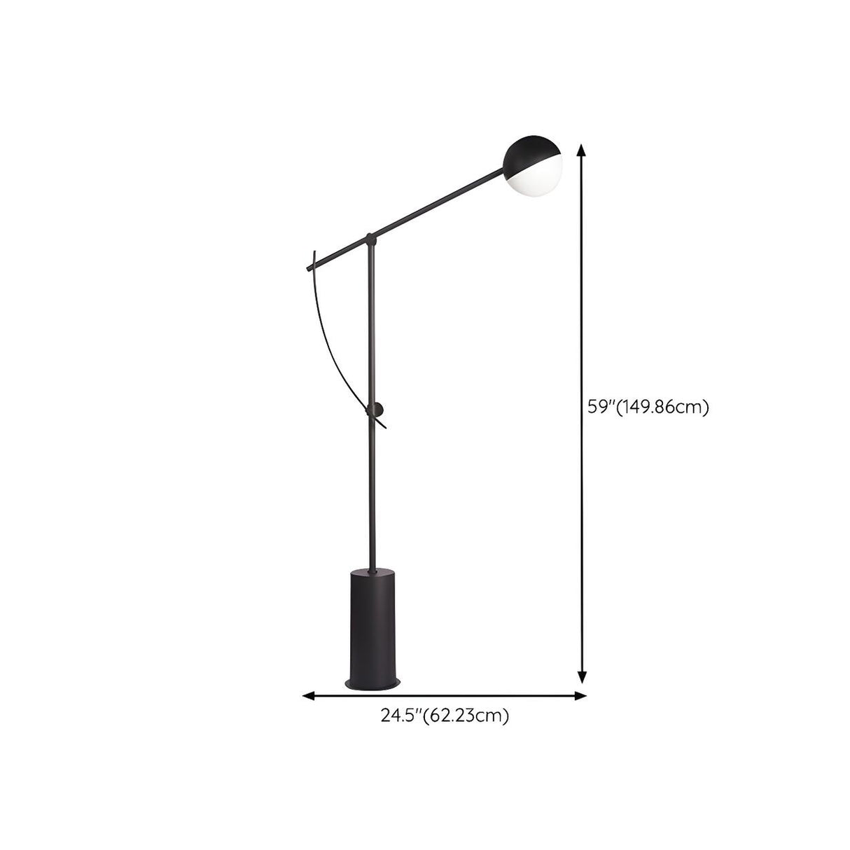 Adjustable Black Globe Modern Balance Floor Lamp 