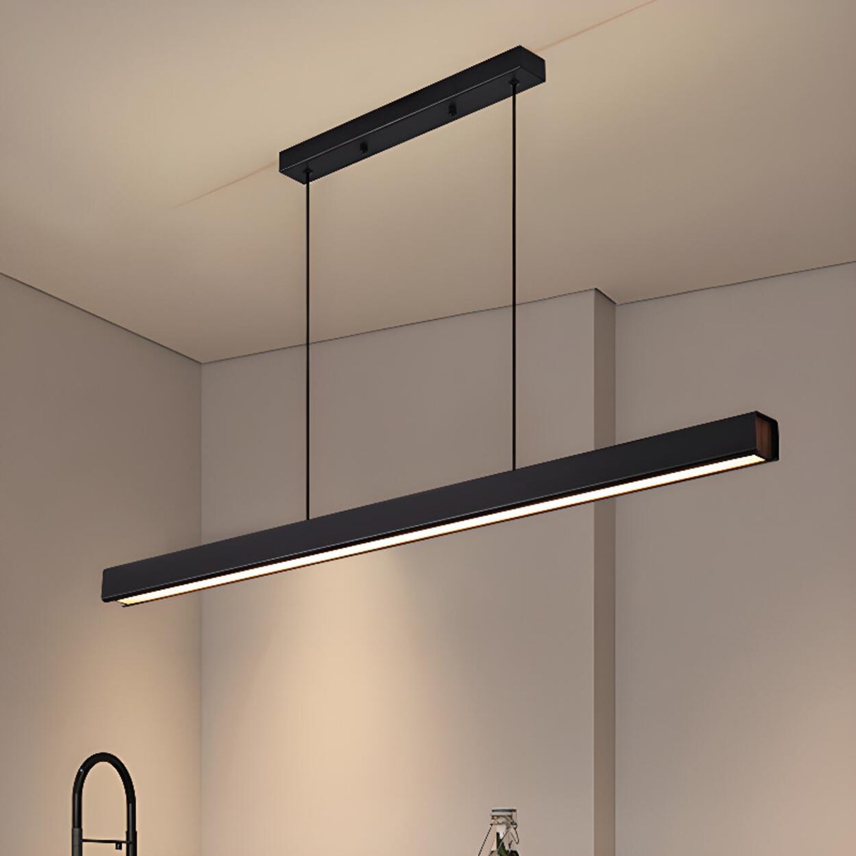 Adjustable Black Linear Pendant Kitchen Island Light Image - 1