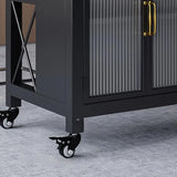 Adjustable Black Marble Cabinets Kitchen Island with Wheels Image - 8