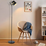 Adjustable Black Modern Cylinder Metallic Floor Lamp Image - 2