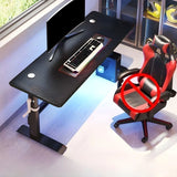 Adjustable Black Rectangle Wood T-Shape Gaming Desk Image - 3