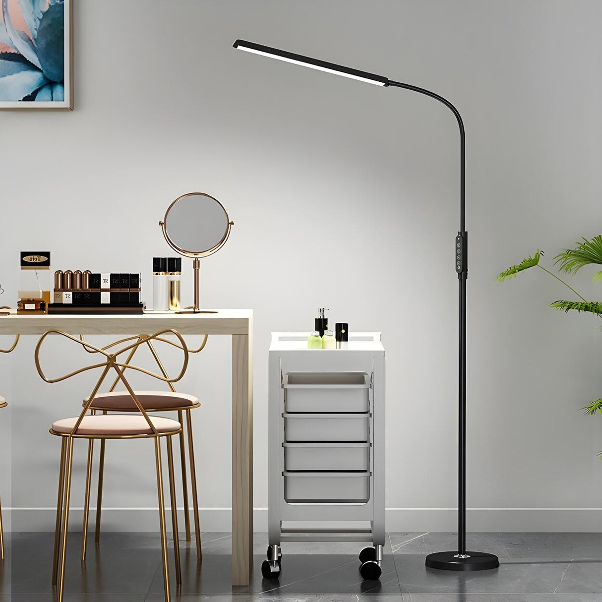 Adjustable Black Rectangular LED Floor Reading Lamp Image - 3