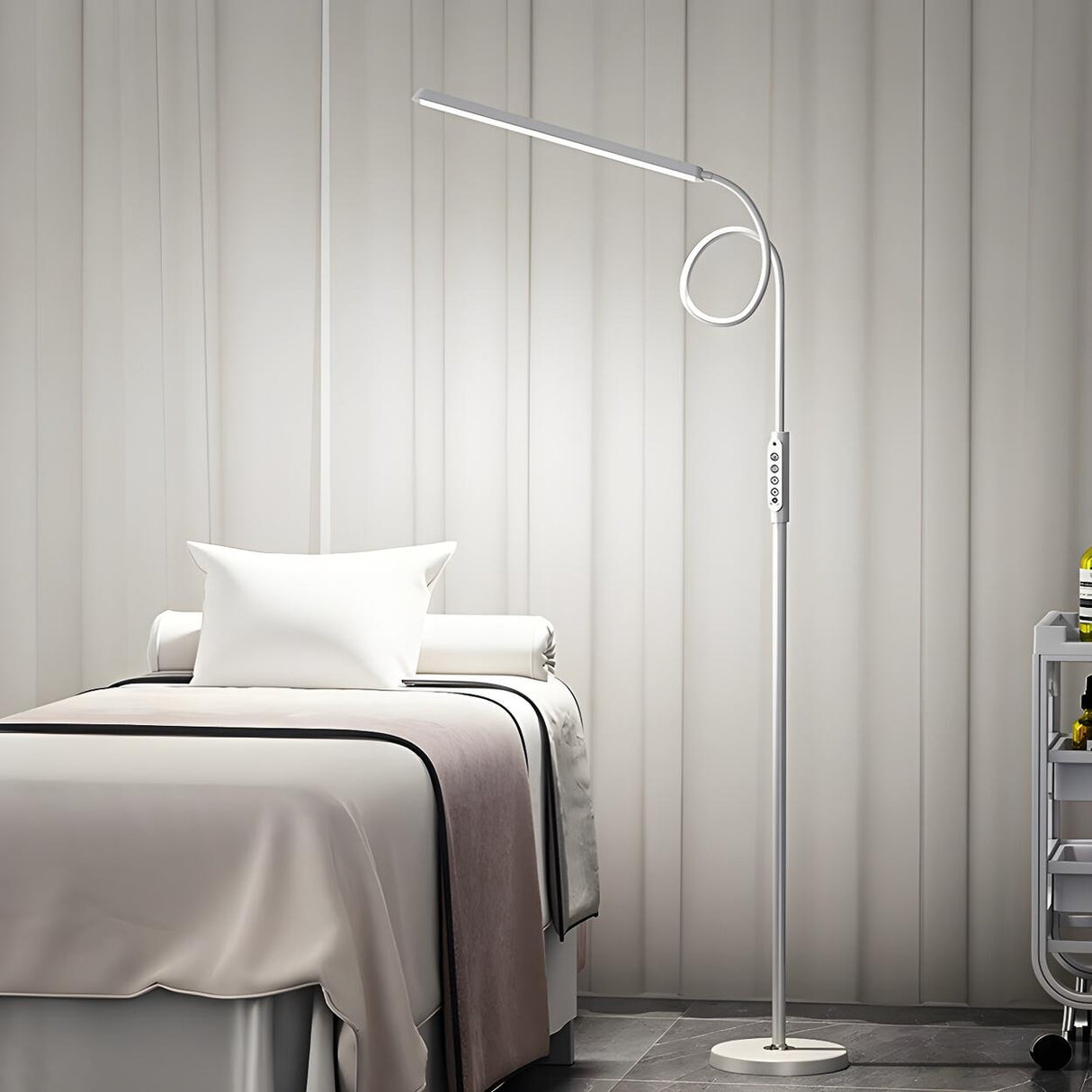 Adjustable Black Rectangular LED Floor Reading Lamp Image - 4