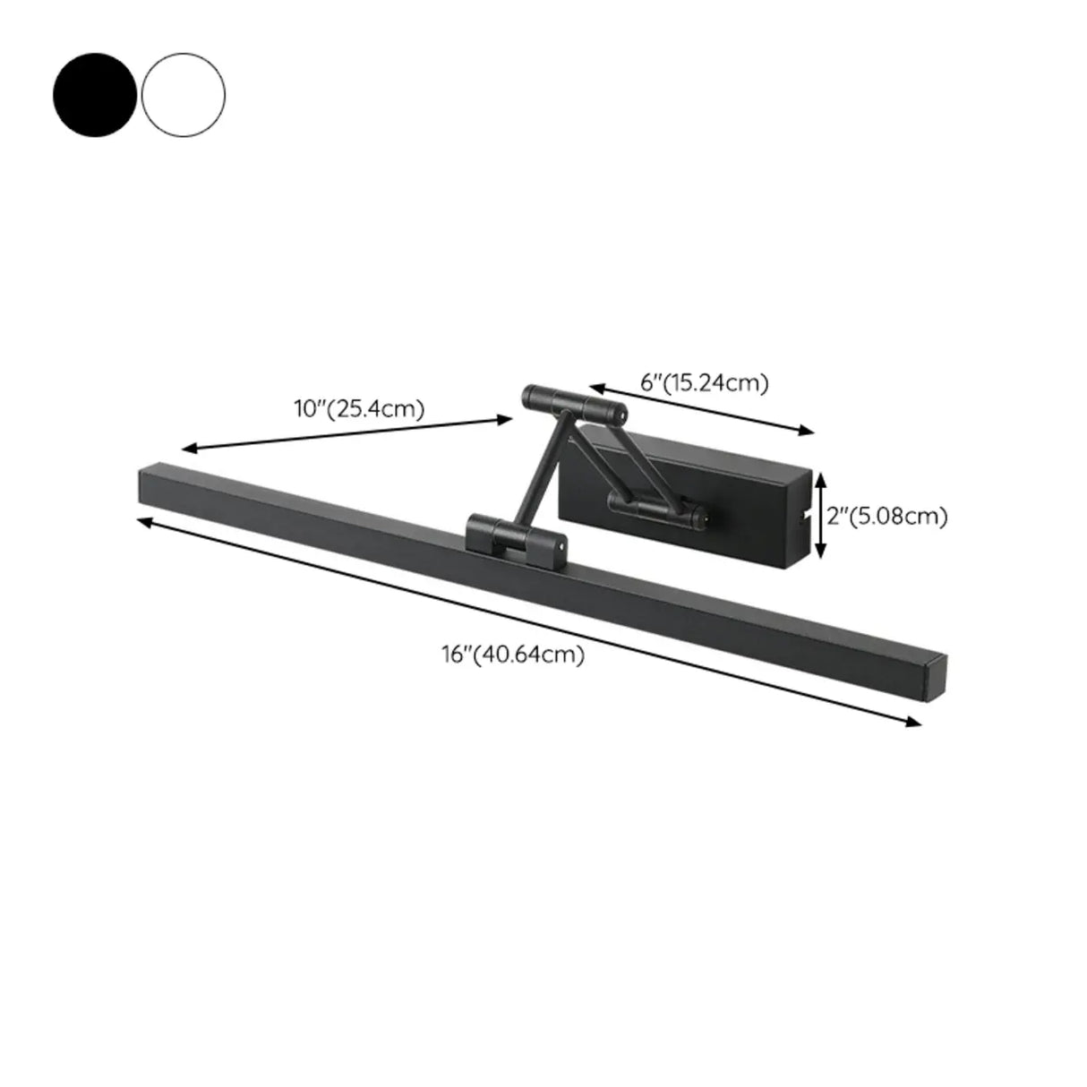 Adjustable Black Rectangular Metal LED Vanity Light 