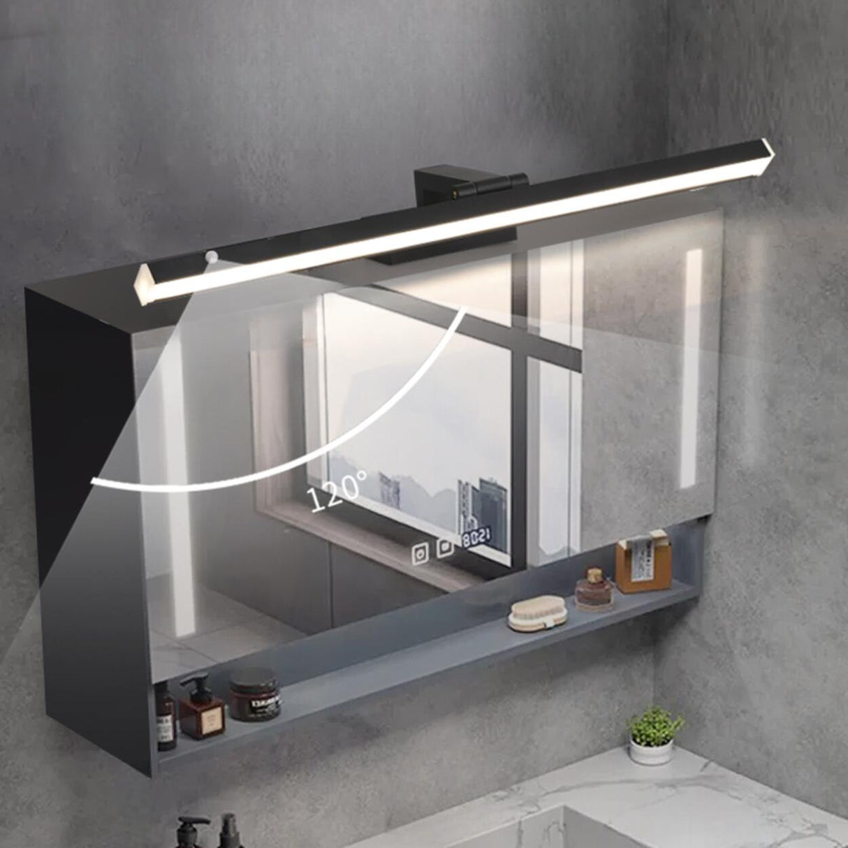 Adjustable Black Rectangular Vanity Mirror Light Image - 2