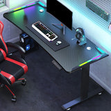 Adjustable Black T-Shape Ambient Light Gaming Desk Image - 2