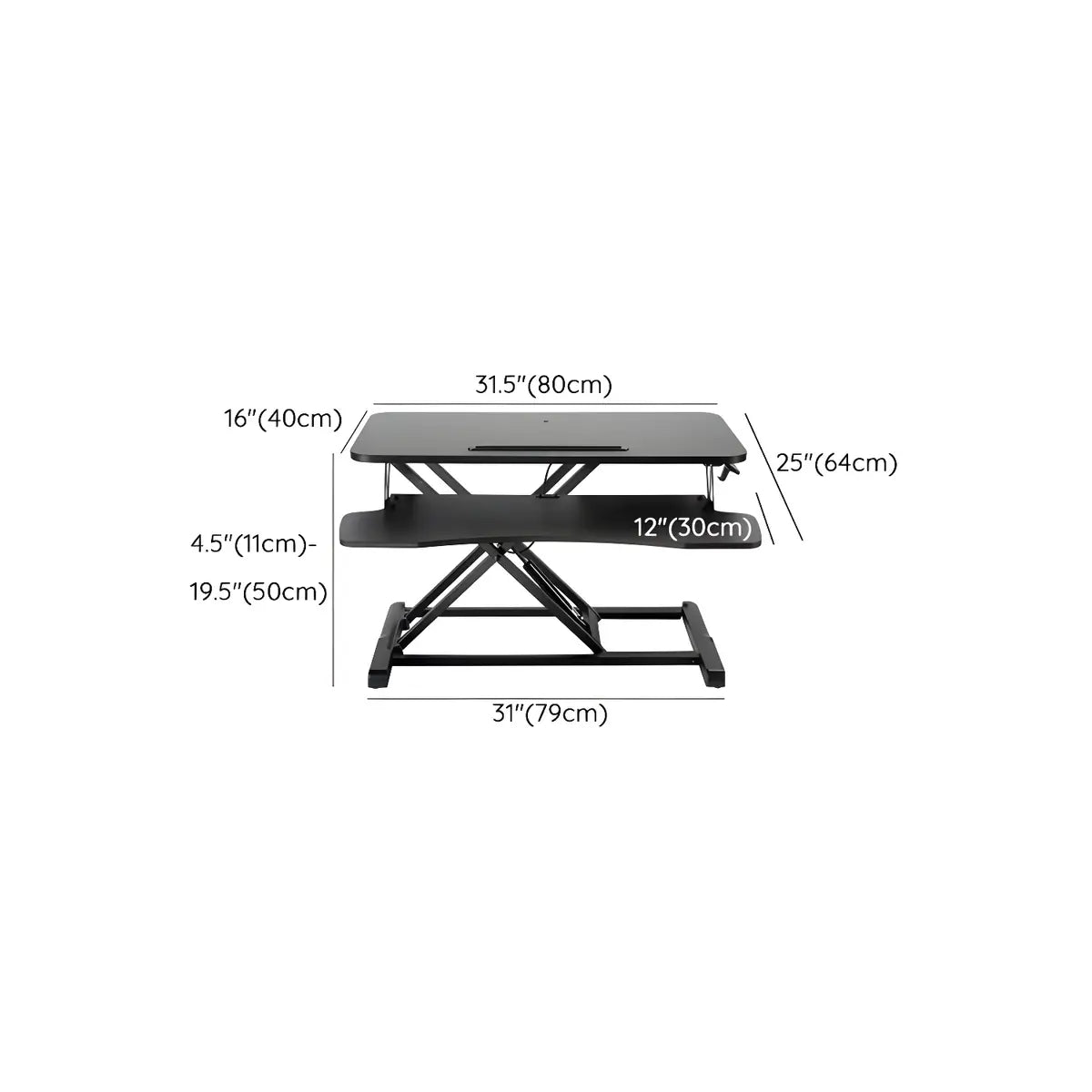 Adjustable Black Trestle Curved Standing Desk Converter Image - 13