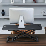 Adjustable Black Trestle Curved Standing Desk Converter Image - 4