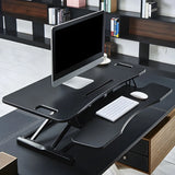 Adjustable Black Trestle Curved Standing Desk Converter Image - 5