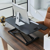 Adjustable Black Trestle Curved Standing Desk Converter Image - 6