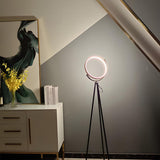 Adjustable Black Tripod Circular Metal LED Floor Lamp Image - 8