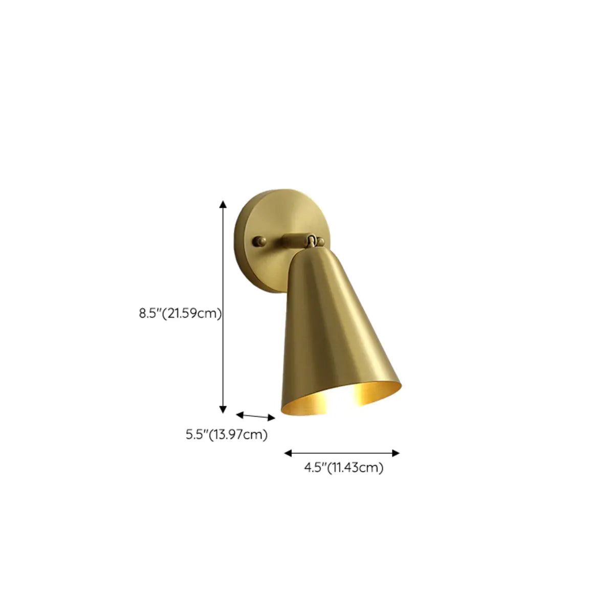 Adjustable Brass Cone Bathroom Mirror Vanity Light 