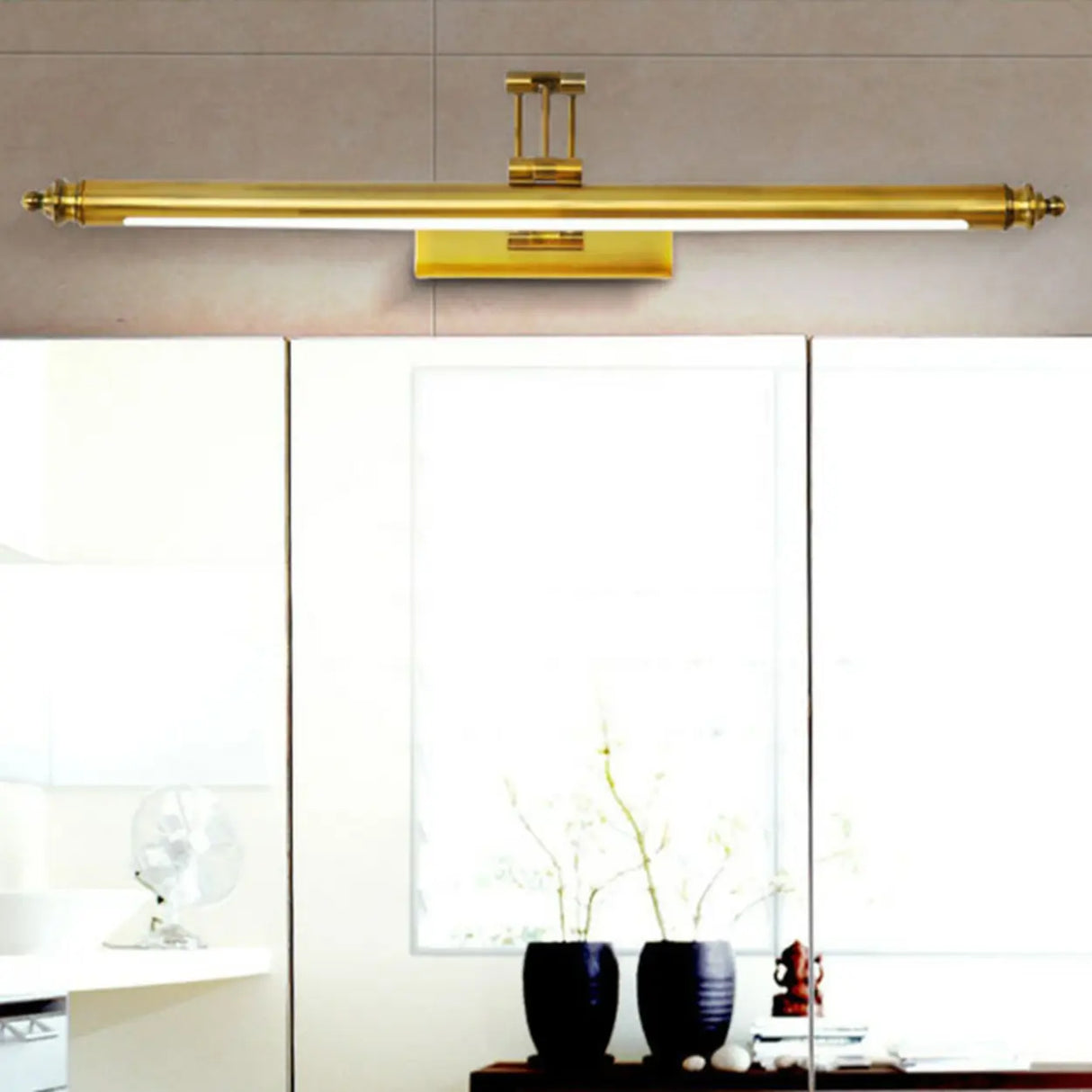 Adjustable Brass Linear LED Wall Mount Vanity Light Image - 1