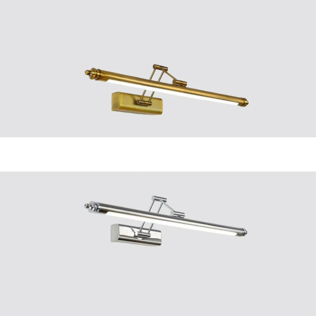 Adjustable Brass Linear LED Wall Mount Vanity Light Image - 7