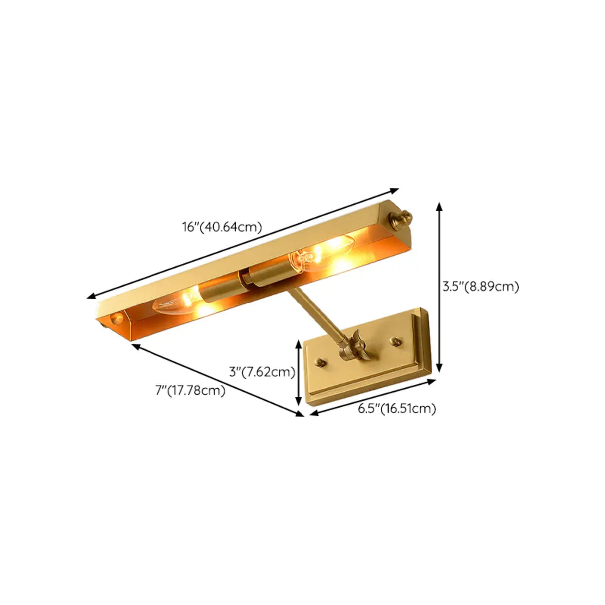 Adjustable Brass Straight Dual LED Vanity Light  