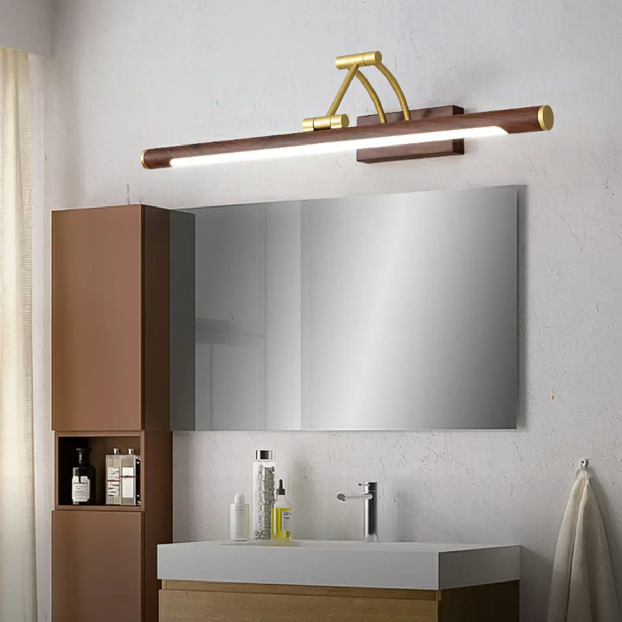 Adjustable Brown Linear Modern LED Metal Vanity Light Image - 1