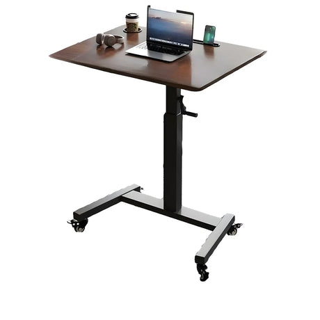 Adjustable Brown Top Casters T-Shape Standing Desk Image - 2