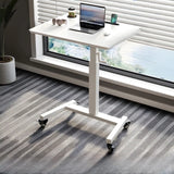 Adjustable Brown Top Casters T-Shape Standing Desk Image - 4